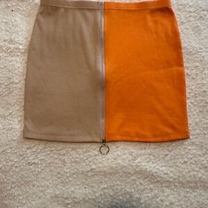 Two-Tone Beige and Orange Women's Skirt